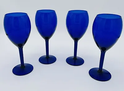 Buy Cobalt Blue Wine Water Goblets (4) Pier 1 Crystal 12 Oz - Retired - EUC • 37.86£