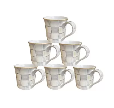 Buy Mc Kenzie Coffee Mug Set Of 6 Grey Cheque Fine Bone China Tea Coffee Ideal Gift • 49.99£
