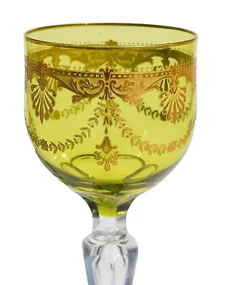 Buy Antique Saint Louis Crystal Chartreuse Green Gilt Wine Glass • 123.90£
