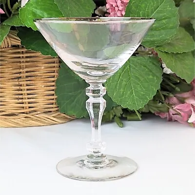 Buy Vintage 1950s Clear Crystal Champagne Glass Platinum Trim MCM Bar Sherbet Glass • 7.71£