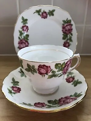 Buy Vintage Royal Vale Trio Set Cups Saucers Pink Roses Design Bone China • 4.99£