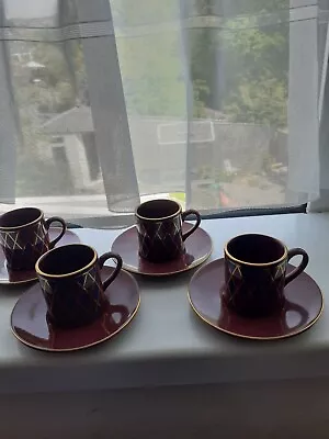 Buy Hornsea Pottery Coffee Cups And Saucers, Harlequin Pattern. • 0.99£