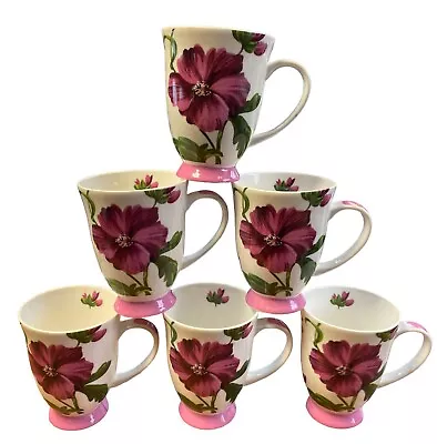 Buy 6 Blossom Flower Mugs Fine Bone China  - Floral Large Tea Coffee Mug Set Marquee • 24.99£