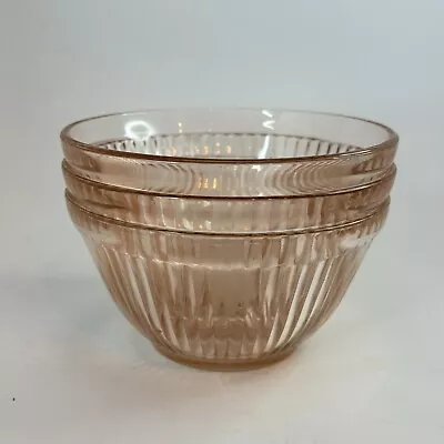 Buy Vintage Depression Glass Jeannette 1930's Small Pink Glass Ribbed Mixing Bowl • 30.48£