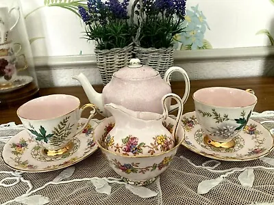 Buy Mismatched Pink Tea/Coffee Set 4 2 Teapot Vintage New Chelsea Tuscan Queen Anne • 25£