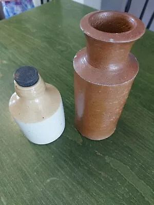 Buy 2 Antique Small Stoneware Bottles, One With Stopper • 8.90£