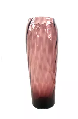 Buy Vintage Amethyst Glass Vase Swirl Optic 8” • 21.09£