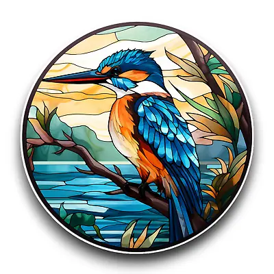 Buy Blue Kingfisher Bird Stained Glass Window Effect Vinyl Sticker Decal 100x100mm • 2.59£