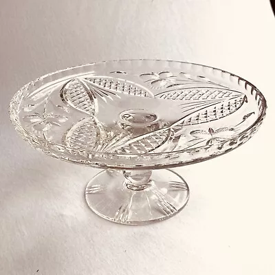 Buy Vtg Clear Crystal Glass Pedestal Cake Stand EAPG ?Unknown Maker 11” Across Heavy • 27.73£