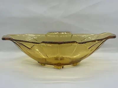 Buy Vintage Sowerby Amber Glass Oval Boat Shape Glass Fruit Bowl • 16.50£