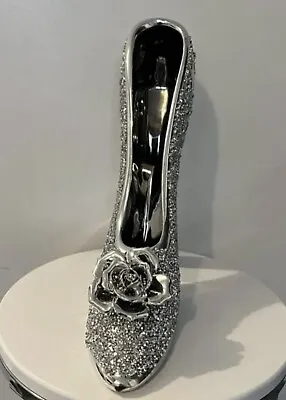 Buy XXL Bling Ornament Standing Silver Crushed Ladies Shoe Crystal Diamond Sparkly • 23.99£