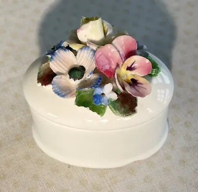 Buy Crown Fine Bone China Porcelain Trinket Box With Flower Lid • 0.99£