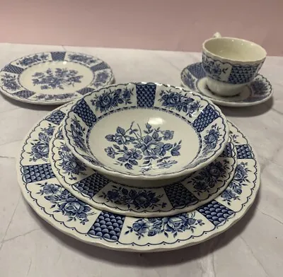 Buy Myott China Melody Blue Floral Ironstone Complete Place Setting For 2 - READ • 71.45£