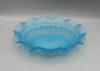 Buy Large Antique Davidson Glass (296 Ptn) Frosted Blue Glass Serving Bowl • 10£