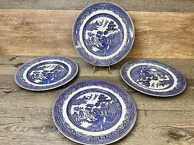 Buy Johnson Brothers Blue Willow 10” Dinner Plates Churchill England~set Of 4 • 77.19£