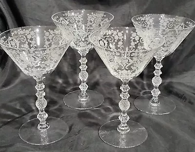 Buy (4) Vintage Elegant Glassware Cambridge Diane Tall Sherbet 3122 Stem Gorgeous  • 56.91£