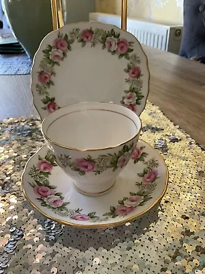 Buy Colclough 7132 Tea Cup Saucer Side Plate Trio Enchantment Pink Rose Vintage • 4£