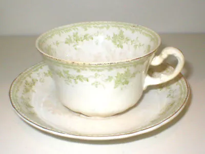 Buy Vintage FURNIVALS 19th Century China,WALDEN-Green: CUP & SAUCER, 1800?s • 26.85£