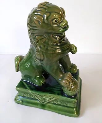 Buy Vintage Foo Dog Lion Guardian Statue Feng Shui Green Glazed Pottery Figurine • 39£