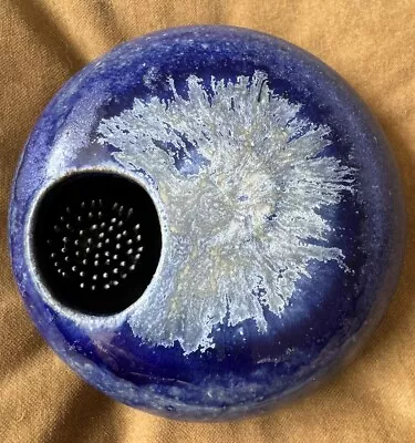 Buy Art Pottery Blue Ceramic Japanese Ikebana Vase With Metal Flower Frog,  Signed • 28.75£