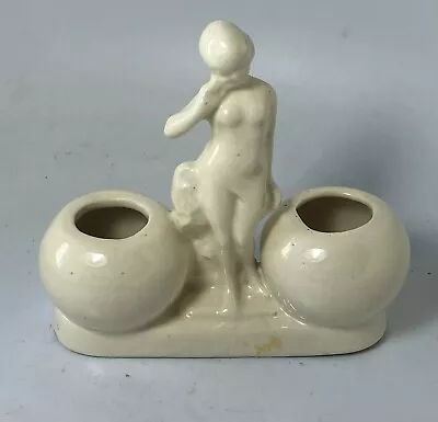 Buy Antique Art Deco Cream Pottery Nude Woman Figural Double Planter • 62.59£