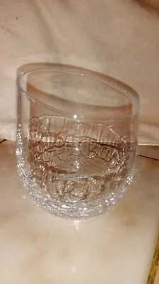 Buy Two Pier 1 Angled Slanted Rim Crackle Glass 12 Ounce Stemless Wine Glass VGC • 36.89£
