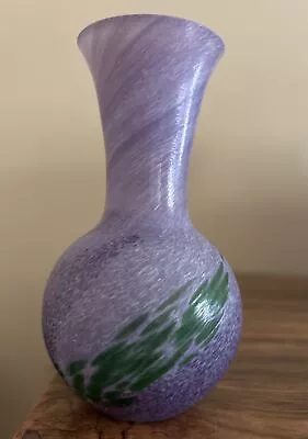 Buy Vintage Caithness Art Glass 4 1/2 Inch Vase - Purple With Green Pattern • 12£