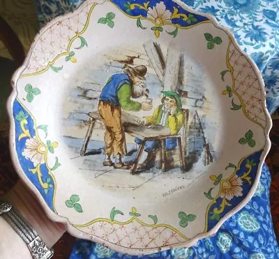 Buy French Early 19th Century Stoneware Faience Plate GB. C1810 D Teniers Signed • 40£