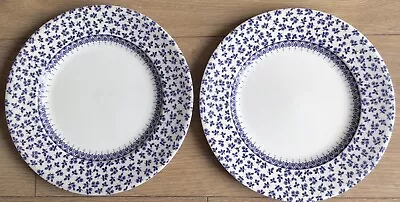 Buy 2 Pretty Blue Floral Chintz English Ironstone EIT 9” Dinner Plates Fab Condition • 7£