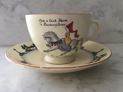 Buy Vintage ARCADIAN Crested China Nursery Rhyme Cup & Saucer - Horse, Banbury Cross • 11£
