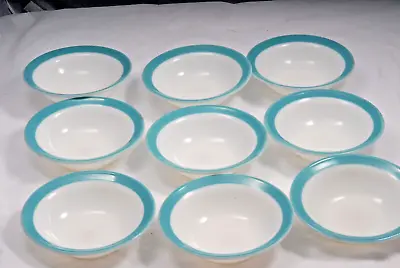 Buy Set Of 9 Vintage Pyrex Glass Bowls Blue Band Fruit Bowls 5.5”x1.5” • 36.03£