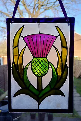 Buy Thistle Traditional Stained Glass Art Individually Hand Painted Suncatcher • 8.95£