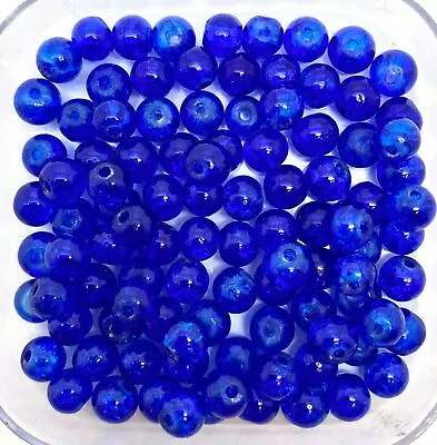 Buy Round Crackle Glass Beads - Single Colours / Two-tone, Sizes 4mm 6mm 8mm 10mm • 2.45£