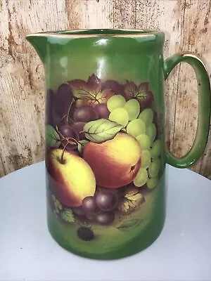 Buy Vintage Large 22cm High Doug Hague Fenton Harvest Fruit Jug Vase In Green • 16£