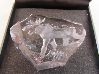 Buy Mats Jonasson Maleras Sweden Glass Crystal Carved Moose 65mm X 40mm In Box • 6.80£