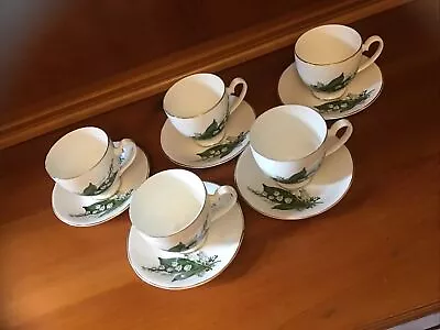 Buy 5 X Tea Cup And Saucer By Fenton Bone China Company Lily Of The Valley Design • 10£