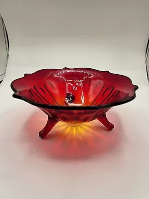 Buy Vintage Fenton Ruby Red Amberina Glass Candy Dish Three Footed  7  Glows • 25.51£