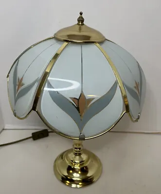 Buy Vintage Poole Decorative Metal Table Lamp With Glass Shade 17” Tall • 24.95£