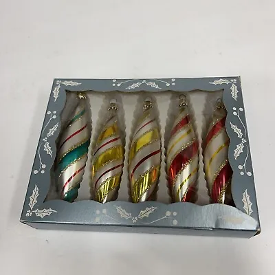 Buy Kurt Adler Handblown Glass Christmas Ornaments 5  Columbia Vidrio Muran Stripes • 34.70£