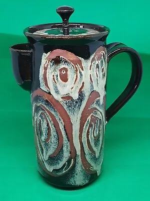 Buy Unusual Abstract Slipware Pottery Coffee Pot - Signed • 7.50£