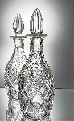 Buy Two Signed ROYAL DOULTON Lead Crystal GEORGIAN Cut Glass Decanters • 60£