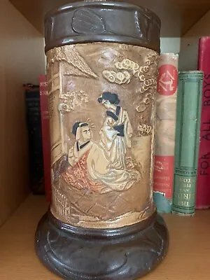 Buy Antique Art Nouveau Bretby Pottery Ref 1957 Oriental Bamboo Vase Stork Geishas • 22.99£