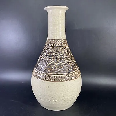 Buy Vintage Purbeck Pottery Cream & Brown Textured Vase 26.5cm Tall Stoneware • 14.99£