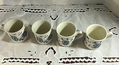 Buy Vintage Churchill China Blue White Floral Pattern Demitasse Flat Cups England  • 37.99£