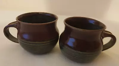 Buy Pair Of Studio Pottery Mugs, Two Tone Grey/Purple Glaze, Signed • 6£