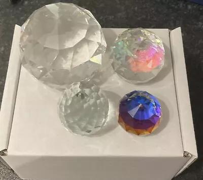 Buy Preloved Set Of Four Faceted Unbranded Crystal Glass Paperweights • 12.95£