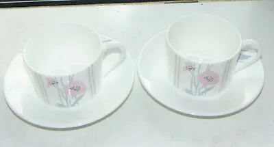 Buy Coalport Bone China Candy Pattern Pink Poppy 2 X Cups And Saucers • 8£