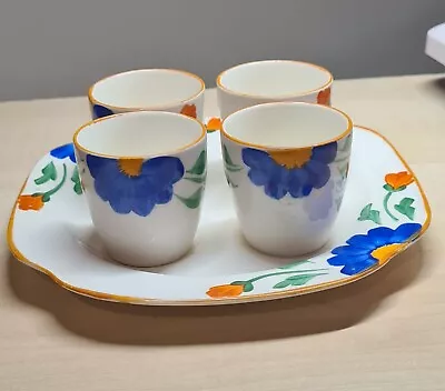 Buy Beresford Bros Clarence Ware  Square Egg Plate & 4 Egg Cups 1920s Art Deco • 30£
