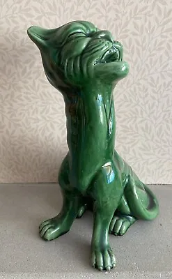Buy Watcombe Torquay Green Pottery Yowling Cat • 65£