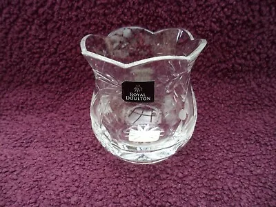 Buy Royal Doulton Crystal Clear Cut Glass 4  Fuchsia Vase, Excellent Condition. • 11.99£